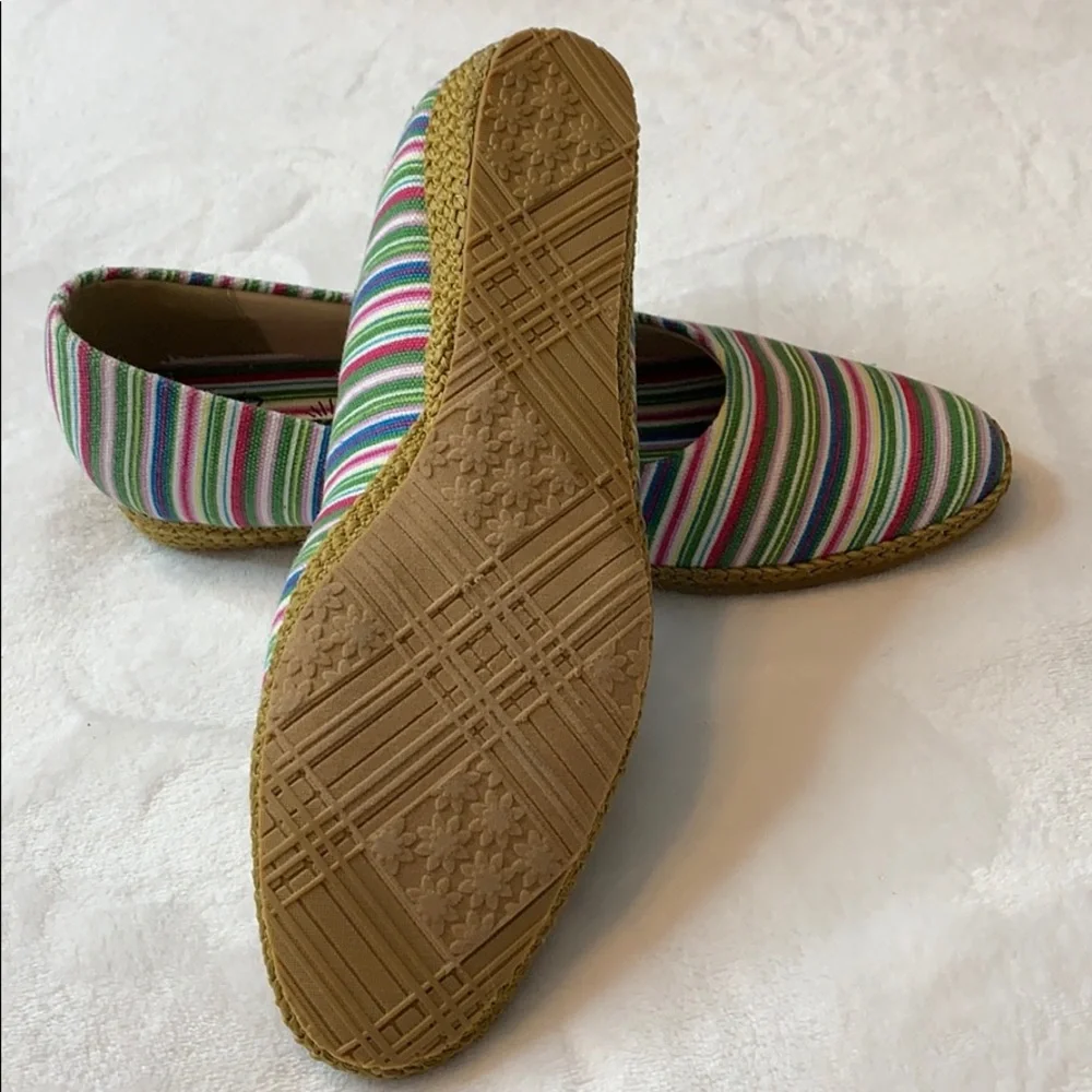 Beacon Multi Colorful Striped Espadrilles Wedges size 8.5 NARROW shoes